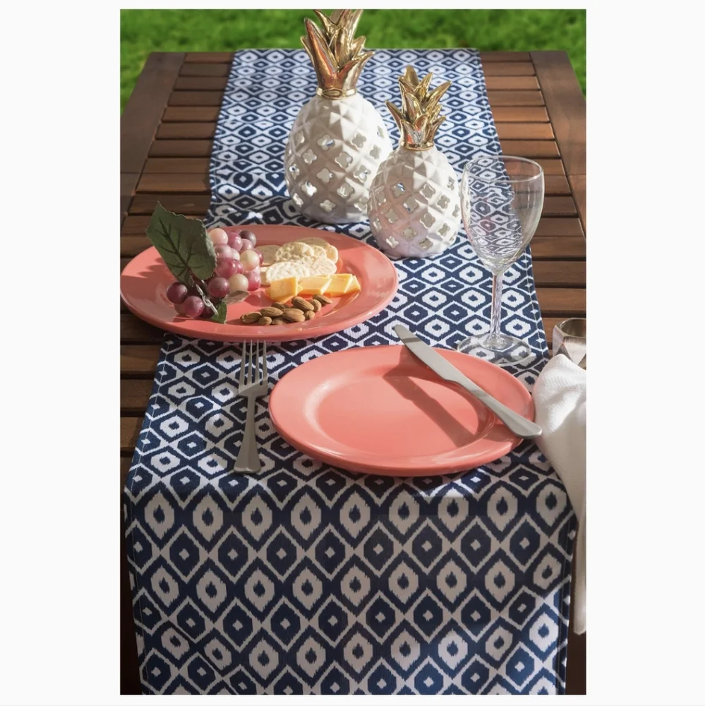 Pier 1 Imports Coastal Blue Ikat Outdoor Table Runner 14 x 108 BNWT NO UMBRELLA